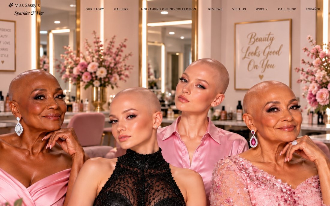Miss Sassy's Sparkles & Wigs website — home page